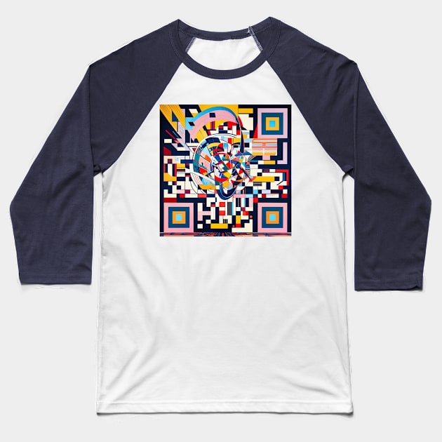 RickRoll QR Code Constructivist Art Baseball T-Shirt by ravel.live